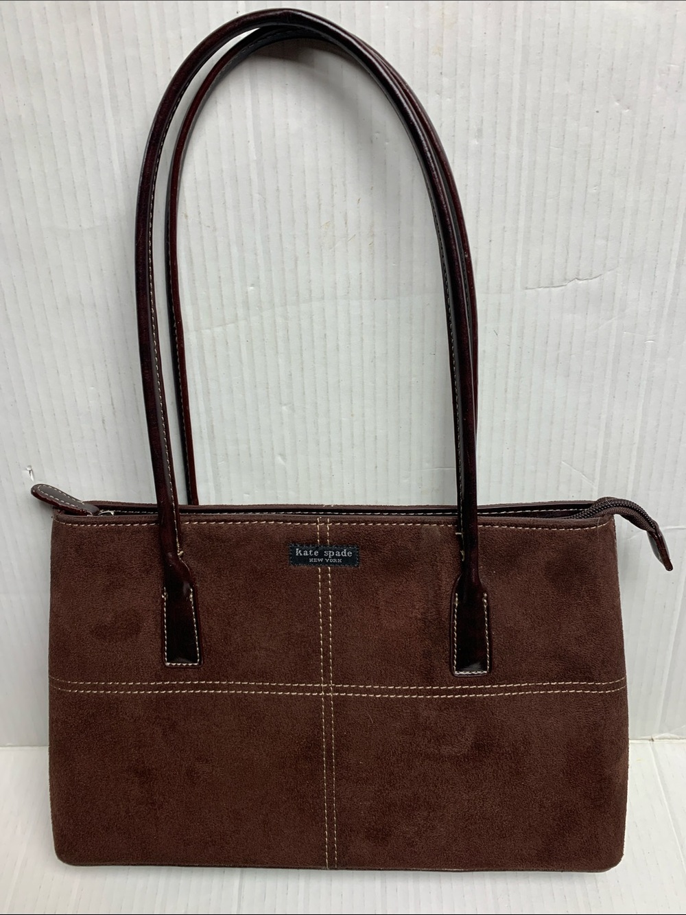 Kate Spade Vintage Brown Suede Structured Rectangular Shoulder Bag Purse